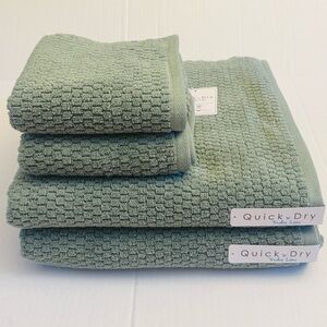 4pc TRULY LOU Quick Dry Zero Twist Cotton Bath Towel Set - Oil Green